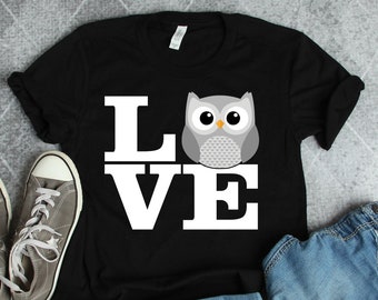 Owl Shirts, Love Owls Gifts, Owl Art, Animal Lover Shirts, Bird Shirts, Bird Gifts, Birding Shirt