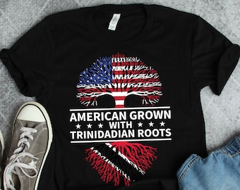 Trinidadian Roots American Grown Flag Shirt, Trinidad Shirts, Trinidad Roots Shirt, Trinidad Heritage Shirts, Trinidad Gifts