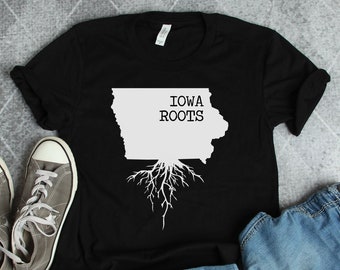 Iowa Roots Shirt, Iowa Shirts, Iowa Gifts, Iowa Art, American State Iowan IA Map Print Gift TShirt