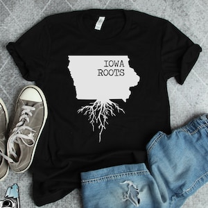 Iowa Roots Shirt, Iowa Shirts, Iowa Gifts, Iowa Art, American State Iowan IA Map Print Gift TShirt