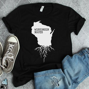 Wisconsin Roots Shirt, Wisconsin Shirts, Wisconsin Gifts, Wisconsin Art, American State WI Map Print