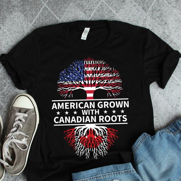 Canada Shirts, Canada Gifts, Canada Art, American Grown Canadian Roots Shirt, Geboren in Canada Heritage Flag Gift TShirt