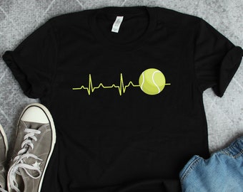 Camiseta Tennis Heartbeat, Camisetas de tenis, Regalos de tenis, Camisetas para jugadores de tenis, Camisetas para entrenadores de tenis, Regalos para entrenadores