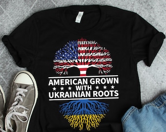 Ukrainian Roots American Grown Shirts, Ukraine Shirts, Ukraine American Grown Flag Shirt, Ukraine Heritage Shirt, Ukraine Gift, Ukraine Flag
