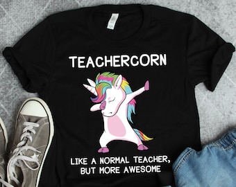 Camisetas de Teachercorn, camisetas para maestros, regalos para maestros, camiseta de unicornio para maestros, camiseta divertida de regalo para la vuelta al cole