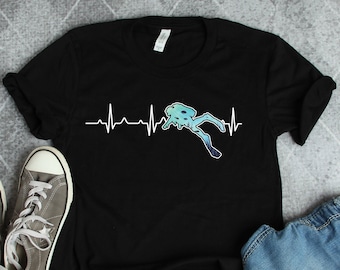 Scuba Diving Heartbeat Shirt, Scuba Diving Shirts, Scuba Shirts, Diver Summer Vacation Gift TShirt