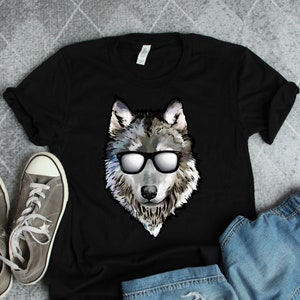 Wolf With Sunglasses Shirt, Wolf Shirts, Wolf Gifts, Wolf Art, Animal Lover Shirts, Animal Art
