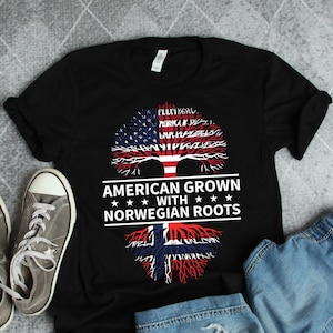 Norwegian Roots American Grown Shirts, Norway Shirts, Born in Norway Gifts, Norwegian Heritage Shirt, Norway Flag Shirt