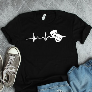 Theater Acting Masks Heartbeat Shirt • Broadway Musicals Actor and Actress Gift TShirt