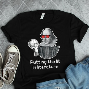 文学に「Lit」をプラス！シェイクスピアTシャツ、英語Tシャツ、本Tシャツ、読書家Tシャツ、教師Tシャツ、読書好きへのギフト