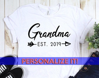 Camisetas personalizadas para abuelas, regalos para abuelas, camisetas para anunciar un bebé, regalos para baby shower, regalo personalizado para abuelas.
