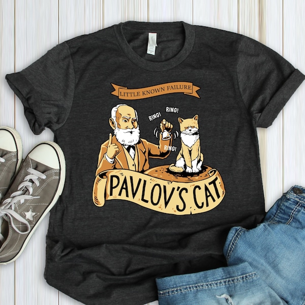 Chemises chat de Pavlov, chemise psychologie, chemise psychologue drôle, chemise psychologie majeure, cadeaux étudiants en psychologie, chemises Pavlov