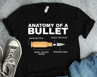 Camiseta Anatomía de la Bala, Camisetas de Armas, Regalos para Propietarios de Armas, Camisetas para Defensores de la Segunda Enmienda, Camiseta de Regalo para Propietarios de Armas