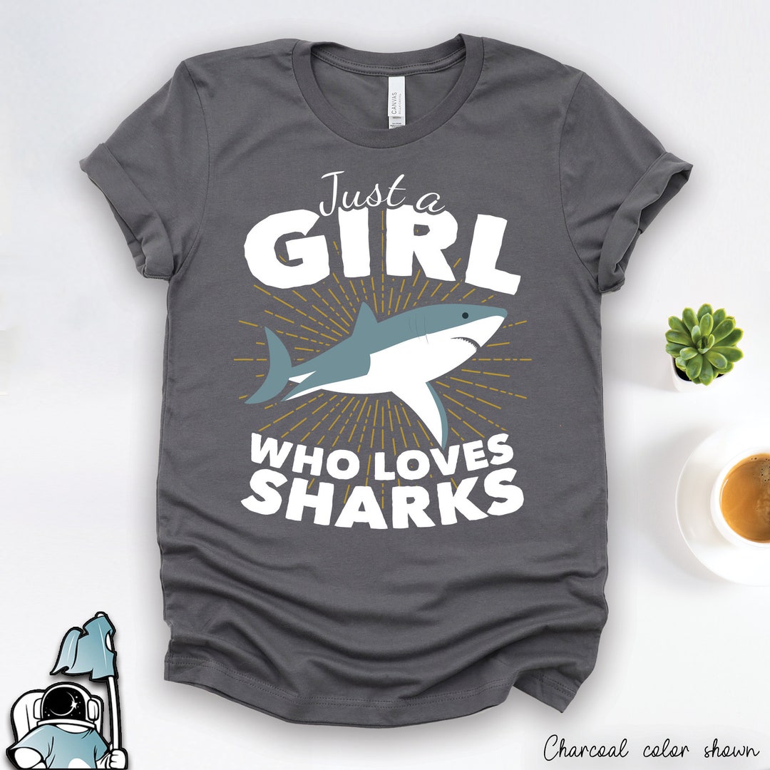 Shark Shirts, Shark Gifts, Girl Who Loves Sharks Shirt, Beach Party Shirts,  Ocean Life Summer Vacation Gift Tshirt 