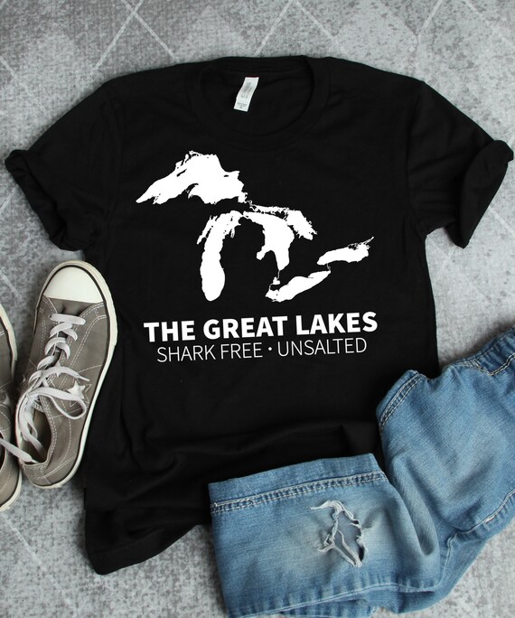 The Great Lakes Shark Free Unsalted T-Shirt Michigan Gift The Great Lakes Shark Free Unsalted T-Shirt Michigan Gift