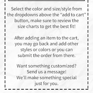 Puede incluir: Instrucciones sobre c&oacute;mo realizar un pedido en una tienda online. El texto explica c&oacute;mo seleccionar colores y tallas, a&ntilde;adir art&iacute;culos al carrito y personalizar los pedidos. El texto tambi&eacute;n anima a los clientes a llamar o abrazar a alguien que quieran despu&eacute;s de realizar un pedido.