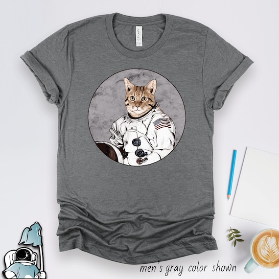 Cat Astronaut Shirt, Cat Shirt, Outer Space Shirt, Cat Gift, Cat Art, Space Kitten Science Gift TShirt