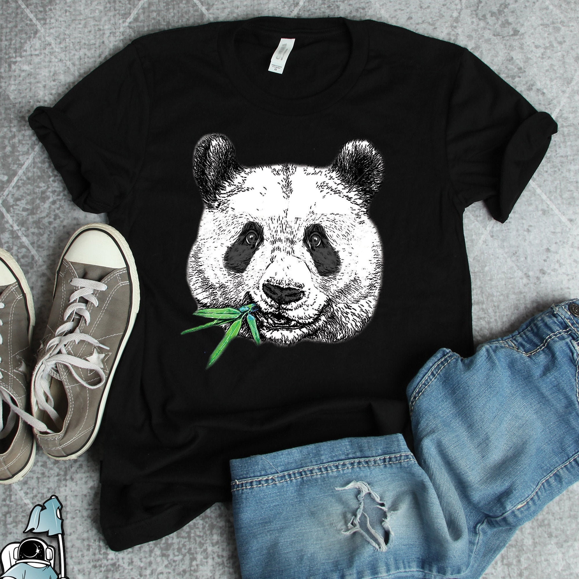 Panda Face Chewing Bamboo Shirt, Panda Shirts, Panda Gifts