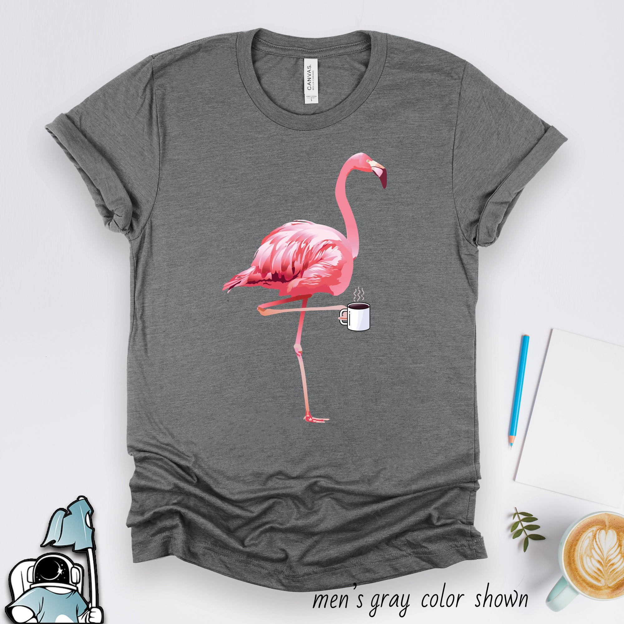 Flamingo Coffee Shirt, Flamingo Gifts, Coffee Gifts, Caffeine Lover Gifts, Morning Person or Barista Gift TShirt