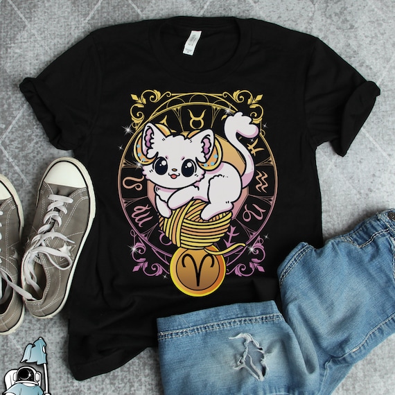 Aries Horoscope Cat Shirt, Aries Gifts, Aries Shirts, Aries Art, Funny Zodiac Art and Astrology Birthday Gift TShirt