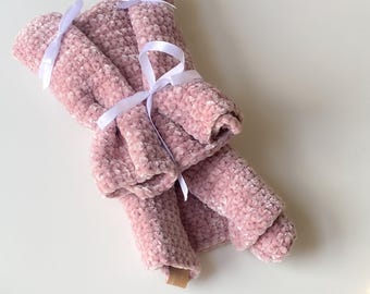 Handmade Crochet Baby Blanket – Soft Velvet Pram & Stroller Blanket