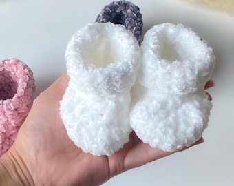 Handmade Crochet Baby Booties – Soft Velvet Newborn Booties