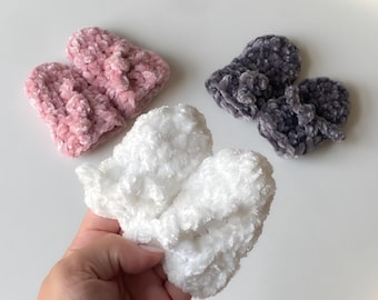 Handmade Crochet Baby Mittens – Soft Velvet Newborn Mittens