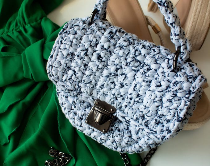 Featured listing image: Handmade Crochet Cotton Handbag – Handmade Shoulder Bag – Minimal Everyday Purse – Gift for Her