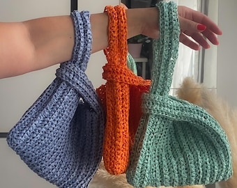 Raffia Crochet Wrist Bag – Handmade Summer Handbag – Boho Styled Bag – Lightweight Holiday Purse