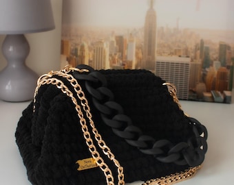 Clara Black Velvet Clutch Bag