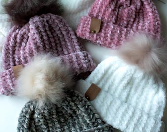 Crochet Velvet Baby Beanie | Plush Newborn Hat | Handmade Baby Gift