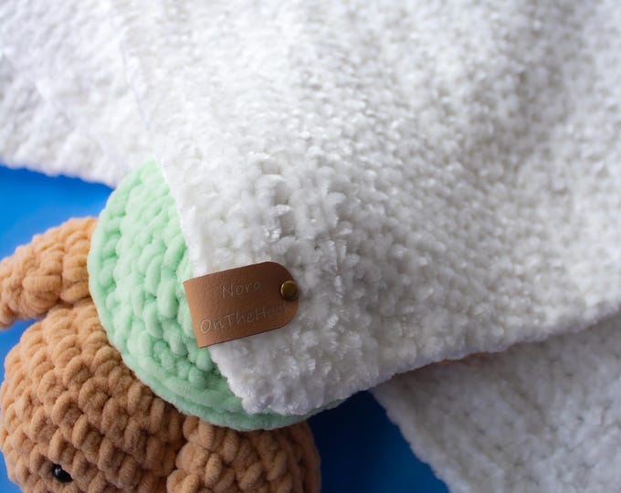 Featured listing image: Handmade Crochet Baby Blanket | Soft Yarn, Cosy Nursery Essential (50x60cm)