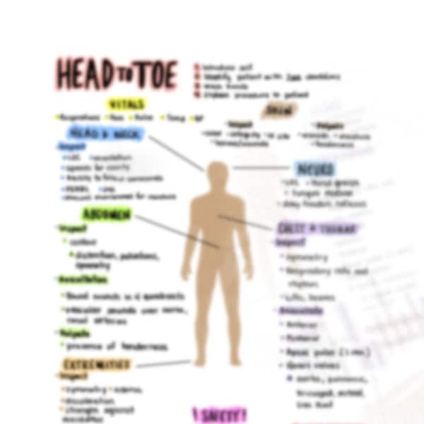 Head-to-Toe Assessment Notes for Nursing School