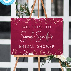 rose gold bridal shower, bridal welcome sign, burgundy bridal shower, shower welcome sign, bridal shower decor, welcome bridal sign