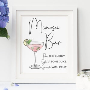 vintage Pink Mimosa Bar Sign, hens party mimosa Editable Bridal Shower Brunch Bridal Shower Mimosa Bar Sign Instant Download hens party idea