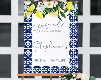 Lemon Bridal Shower Sign, Positano Amalfi Coast Tile (Digital Template)