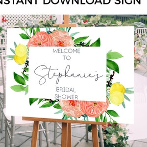 Italian bridal shower welcome sign, Lemons and flower sign, lemon bridal shower, lemons welcome sign, bridal shower sign, Italian theme sign