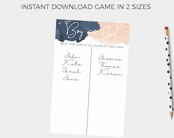 Navy and Blush Gender Reveal Game, Rose Gold Accents (Digital Download)