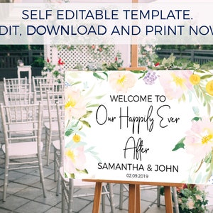 wedding welcome sign welcome to wedding Sign, welcome to our happily ever after sign, pastel wedding decor