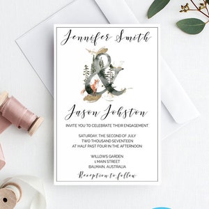Fox engagement party Invitation, Woodland Engagement invitation, engagement Invitation, Editable Invitation, forest engagement invites,