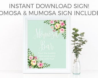 Momosa Bar Sign Printable momosa sign Baby Shower Bar Sign | Etsy