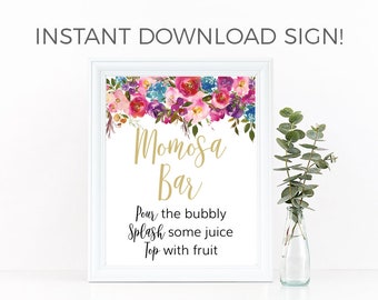 Momosa Bar Sign Printable momosa sign Baby Shower Bar Sign | Etsy