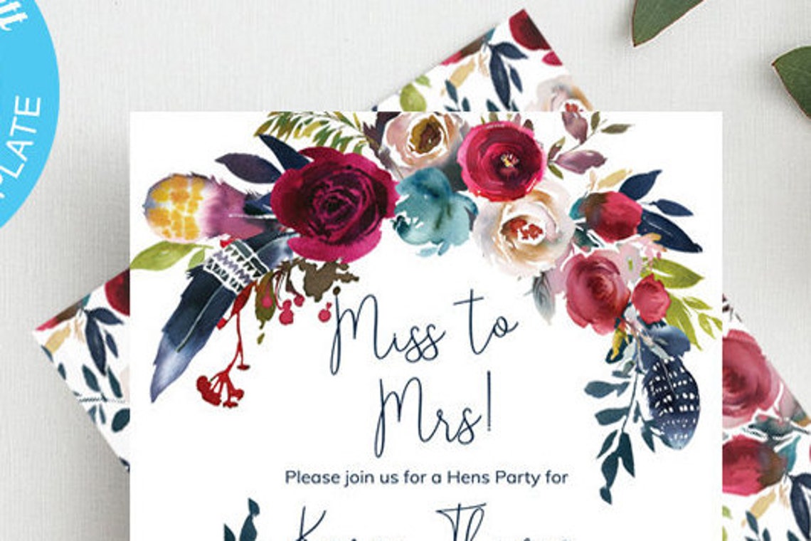 Rustic Floral Hens Party Invitation Hens Party Invitations Etsy
