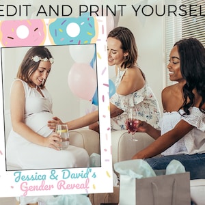 Gender reveal Photo Prop Frame, gender reveal photo prop, donuts gender reveal photo frame gender reveal decorations, donut photo prop frame