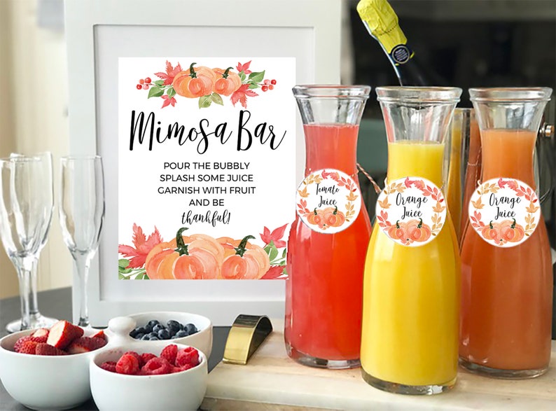 Holiday Mimosa Bar Tags Mimosa Juice Bar Tags Pumpkin Mimosa Etsy