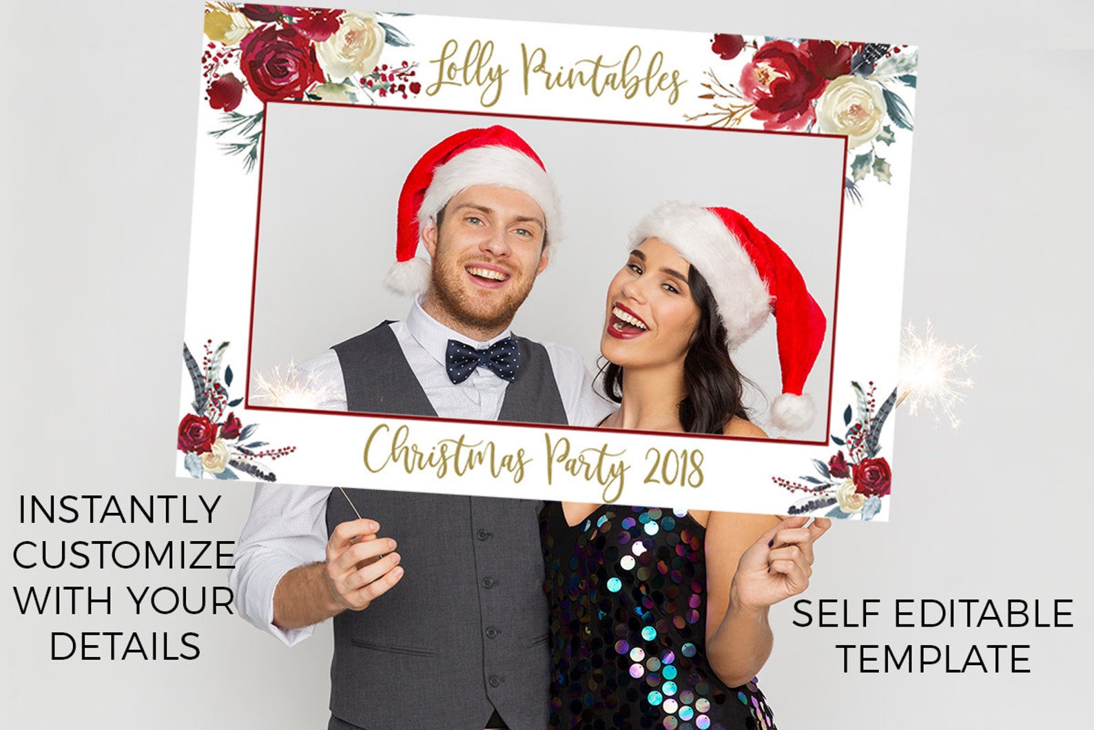 Christmas Party Photo Booth Frame, Holiday Decor (digital Template) - Etsy