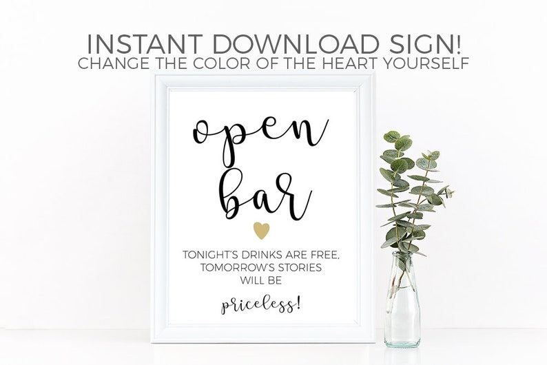Open Bar Sign Funny Open Bar Sign Wedding Bar Sign Funny Etsy