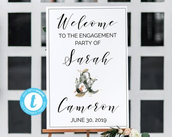 Fox engagement Party, forest engagement Sign woodland engagement sign gold engagement welcome, faux gold foil welcome sign fox welcome sign