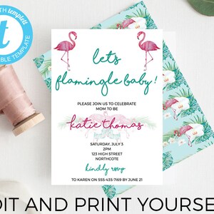 Flamingo baby shower, Baby shower invitations, baby shower invites editable baby shower invite, Flamingo baby shower invite, Let&#39;s flamingle