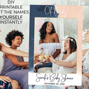 Baby shower Photo Prop Frame Baby shower photo prop photo booth frame gender neutral Baby shower decorations photo frame navy and blush